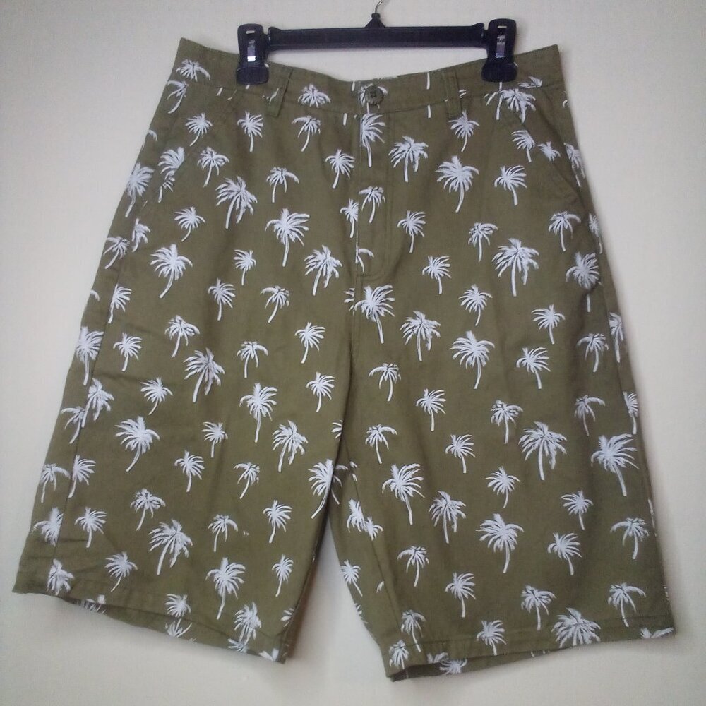 Brooklyn Express Shorts Men 34 Palm Trees Brown White